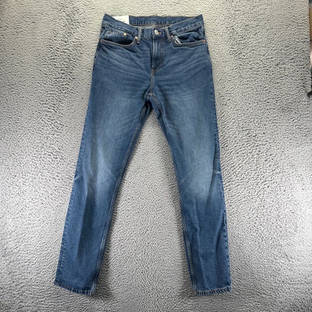 H&M‎ Jeans Mens 30x32 Blue Cotton Denim Straight Slim Fit Faded Workwear Stretch